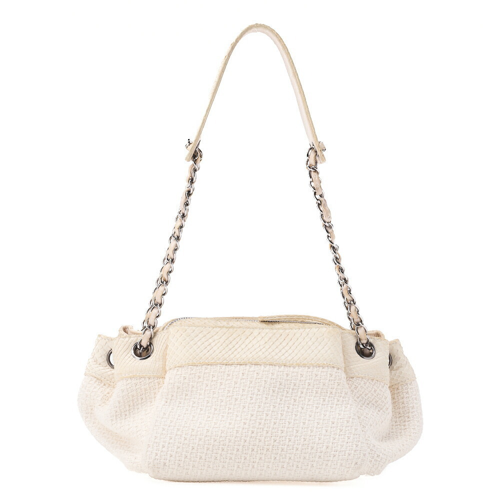 Chanel Coco Mark Python White Chain Shoulder Bag - image 4